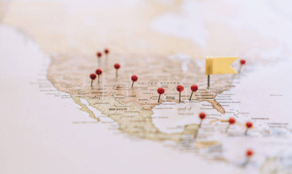 united states travel destinations on map pinned